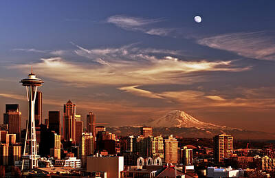 City Scenes Royalty Free Images - Golden Seattle Royalty-Free Image by Darren White