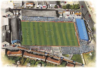 Football Painting Royalty Free Images - Goldstone Ground - Brighton and Hove Albion FC Royalty-Free Image by Kevin Fletcher