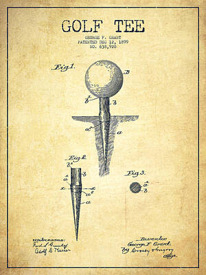 Sports Royalty-Free and Rights-Managed Images - Golf Tee Patent Drawing From 1899 - Vintage by Aged Pixel