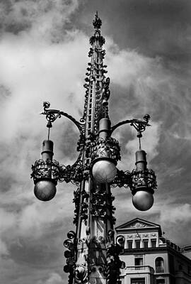 I Want To Believe Posters Rights Managed Images - Gothic lamp post in Barcelona Royalty-Free Image by Denise Dube