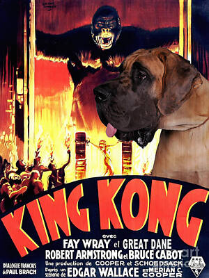 The Playroom - Great Dane Art Canvas Print - King Kong Movie Poster by Sandra Sij