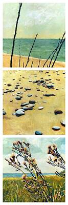Beach Paintings - Great Lakes Triptych 2 by Michelle Calkins
