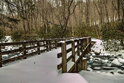 Meiklejohn Graphics Royalty Free Images - Great Smoky Mountains National Park Foot Bridge In Snow Royalty-Free Image by Carol Montoya