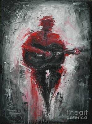Rock And Roll Paintings - Guitar Man by Dan Campbell