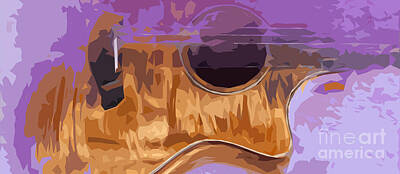 Musician Digital Art - Guitarra acustica 2 by Drawspots Illustrations