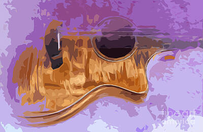 Musician Digital Art - Guitarra acustica 3 by Drawspots Illustrations
