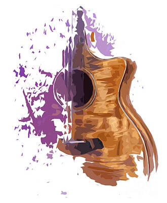 Musician Digital Art - Guitarra acustica 4 by Drawspots Illustrations