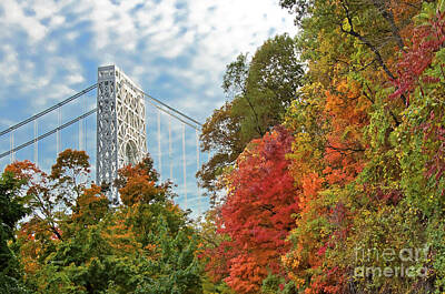 Light Abstractions - GW Bridge and NJ Palisades Autumn by Regina Geoghan