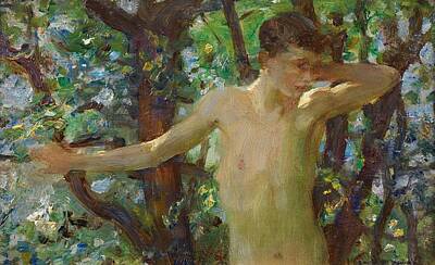 Ingredients Rights Managed Images - Half Length Study Royalty-Free Image by Henry Scott Tuke
