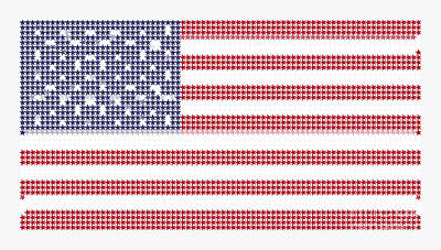 Landmarks Mixed Media - Halftone US Flag by Celestial Images