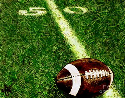 Football Painting Royalty Free Images - Halfway There  Royalty-Free Image by Jackie Carpenter