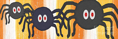 Food And Beverage Paintings - Halloween Spiders Sign by Linda Woods