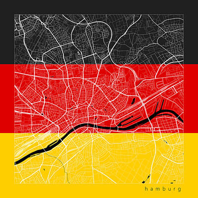Lucille Ball - Hamburg Street Map - Hamburg Germany Road Map Art on Flag by Jurq Studio