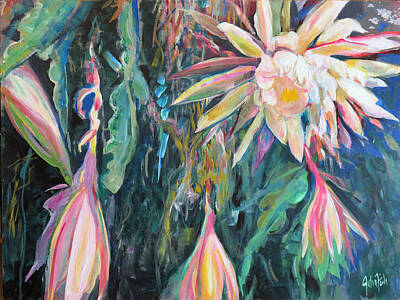 Animals Paintings - Hanging Garden Floral by John Fish