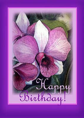 Royalty-Free and Rights-Managed Images - Happy Birthday Orchid Design by Irina Sztukowski