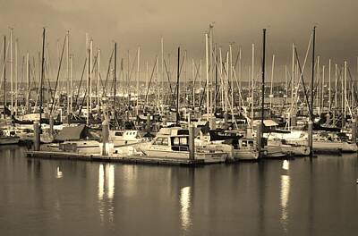 Claude Monet Rights Managed Images - Harbor Lights Sepia Royalty-Free Image by Barbara Snyder