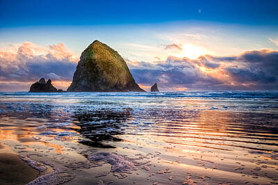 Beach Photo Rights Managed Images - Haystack Rock Royalty-Free Image by Niels Nielsen