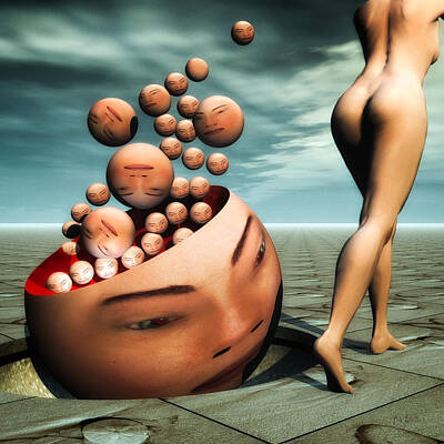 Surrealism Digital Art Royalty Free Images - Heads Royalty-Free Image by Bob Orsillo