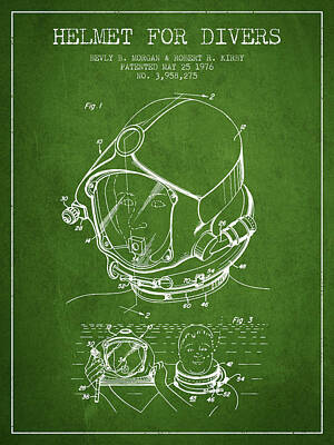 Architecture David Bowman - Helmet for divers patent from 1976 - Green by Aged Pixel
