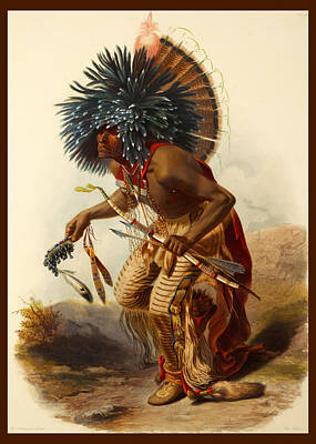 Landmarks Digital Art - Hidatsa Warrior by Karl Bodmer