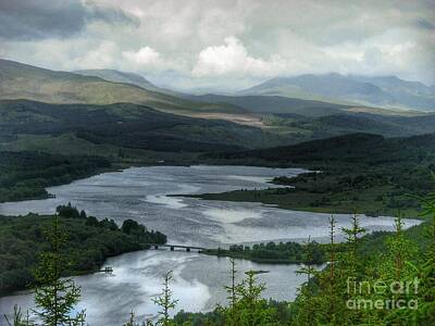 Watercolor Dogs - Highland Loch at Lochaber 2 by Joan-Violet Stretch