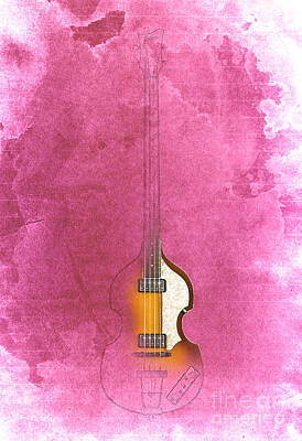 Musician Digital Art - Hofner Bass - Paul McCartney Bass by Drawspots Illustrations