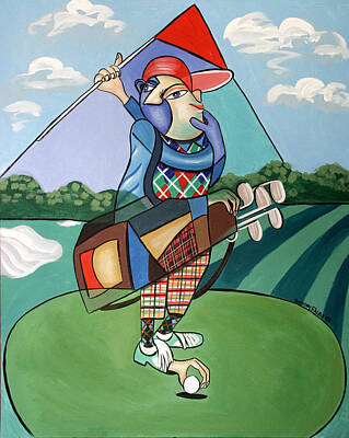 Sports Painting Royalty Free Images - Hole In One Royalty-Free Image by Anthony Falbo