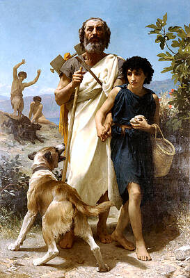 Old Masters - Homer and His Guide  by Adolphe William Bouguereau