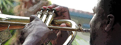Musician Photos - Horn Player 0072 by Jerry Sodorff