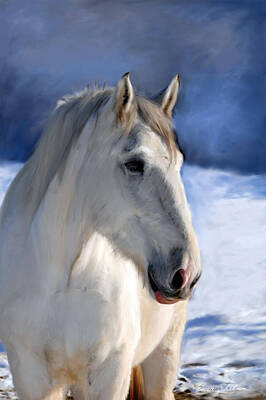 Portraits Paintings - Horse in Winter Landscape by Portraits By NC
