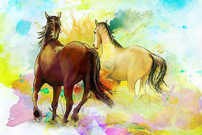 Animals Paintings - Horse paintings 009 by Catf