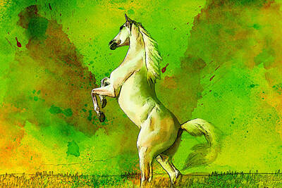 Animals Paintings - Horse paintings 010 by Catf