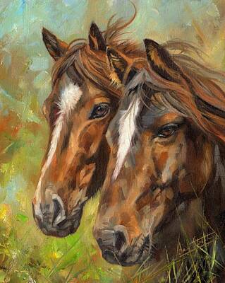 Animals Paintings - Horses by David Stribbling