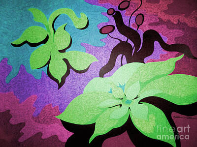 Abstract Flowers Drawings - Hosta-like  by Kathleen Allen