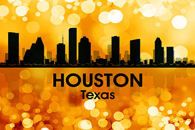 Abstract Skyline Mixed Media - Houston TX 3 by Angelina Tamez