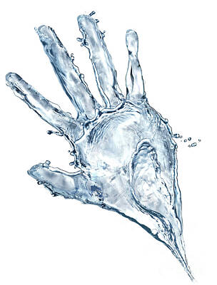 Food And Beverage Digital Art - Human Hand Made By Water Splash by Leonello Calvetti