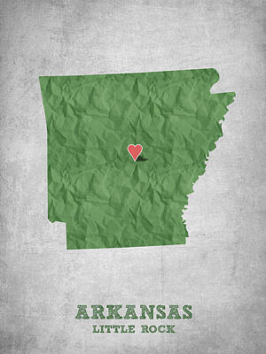 Cities Digital Art - I love Little Rock Arkansas - Green by Aged Pixel