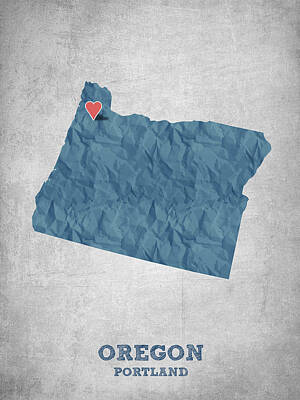 Roses Digital Art - I love Portland Oregon- Blue by Aged Pixel