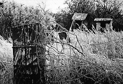 Amy Hamilton Animal Collage - Ice Storm Fence His And Hers Outhouses Aberdeen South Dakota 1965 Black And White by David Lee Guss
