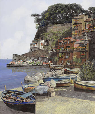 Landscapes Paintings - il porto di Sorrento by Guido Borelli