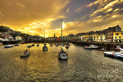 Nighttime Street Photography Rights Managed Images - Ilfracombe Harbour at dusk  Royalty-Free Image by Rob Hawkins