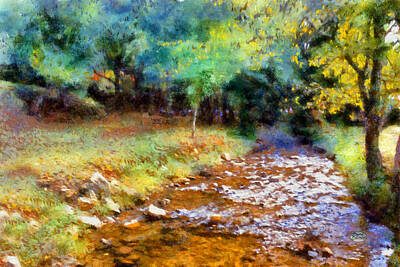 Impressionism Royalty-Free and Rights-Managed Images - Impressionist Rocky Creek by Daniel Eskridge