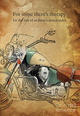 Best Sellers - Portraits Drawings - Indian Bike Portrait and Quote by Drawspots Illustrations