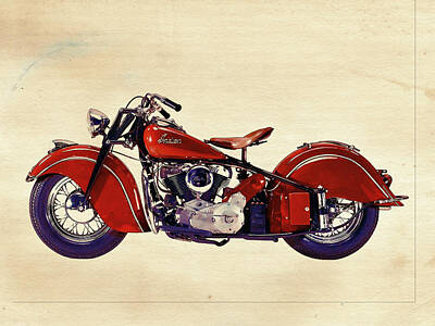Transportation Digital Art - Indian Motor Bike by David Ridley