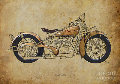 Nfl Team Signs - Indian Scout 1932 by Drawspots Illustrations