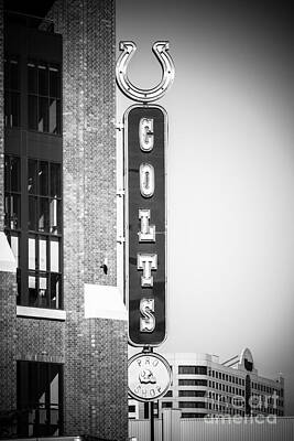Football Rights Managed Images - Indianapolis Colts Sign Picture in Black and White Royalty-Free Image by Paul Velgos