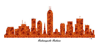 Baseball Hat Paintings - Indianapolis Indiana Raging Fire Skyline by Gregory Murray