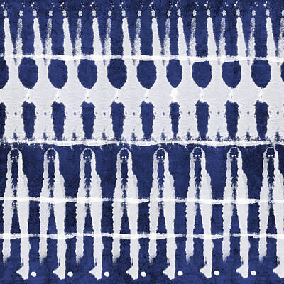 Royalty-Free and Rights-Managed Images - Indigo and White Shibori Design by Linda Woods