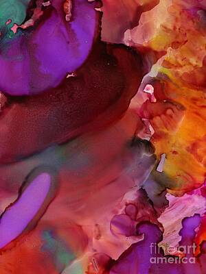 Abstract Flowers Paintings - Into the FIRE by Angela L Walker