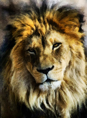 Animals Mixed Media - Its Good To Be King Portrait Illustration by Angelina Tamez